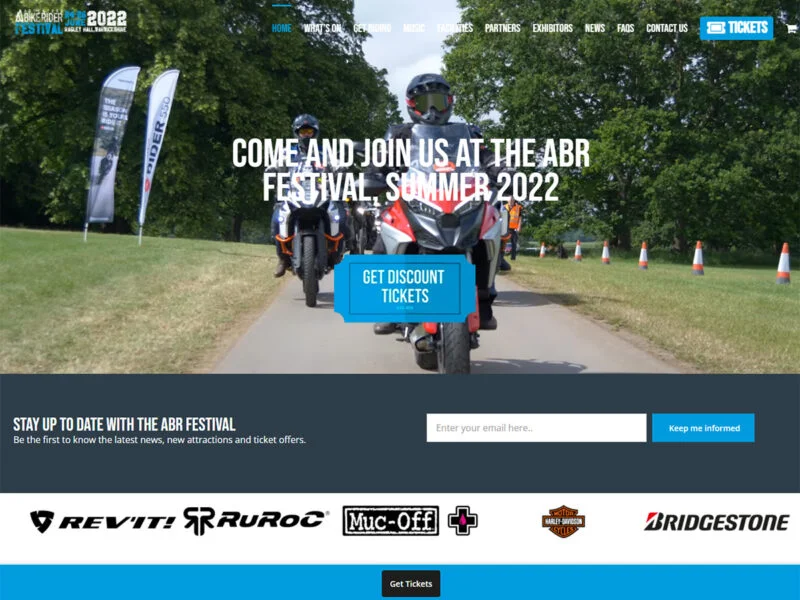 ABR Festival Website. Web design by evince