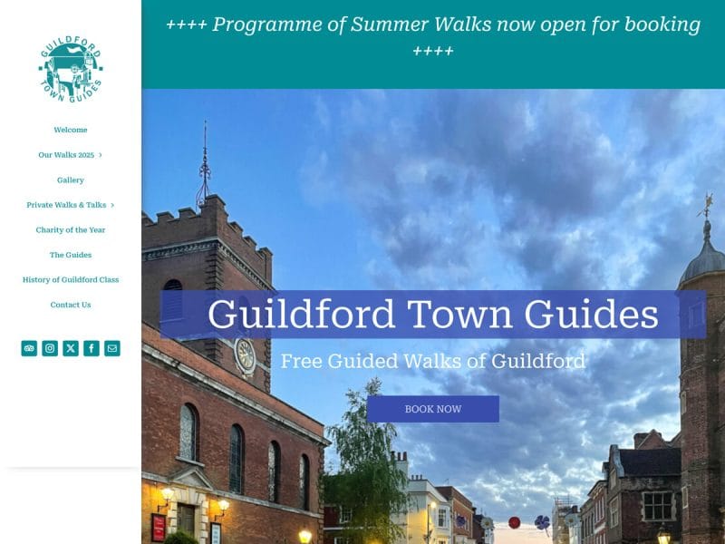 Guildford Town Walks. Web design by evince