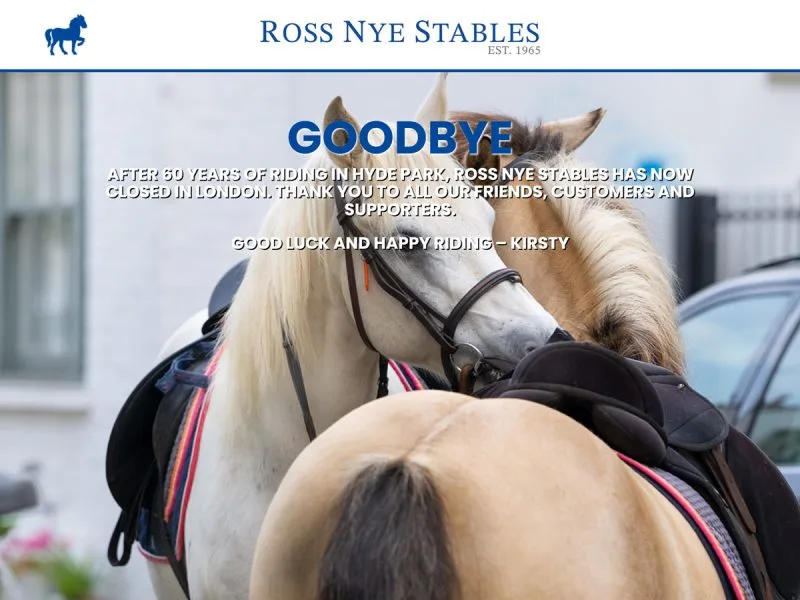Ross Nye Stables Website. Web design by evince