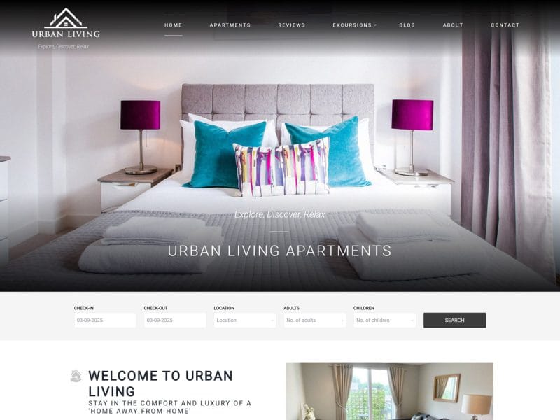 Urban Living UK. Web design by evince