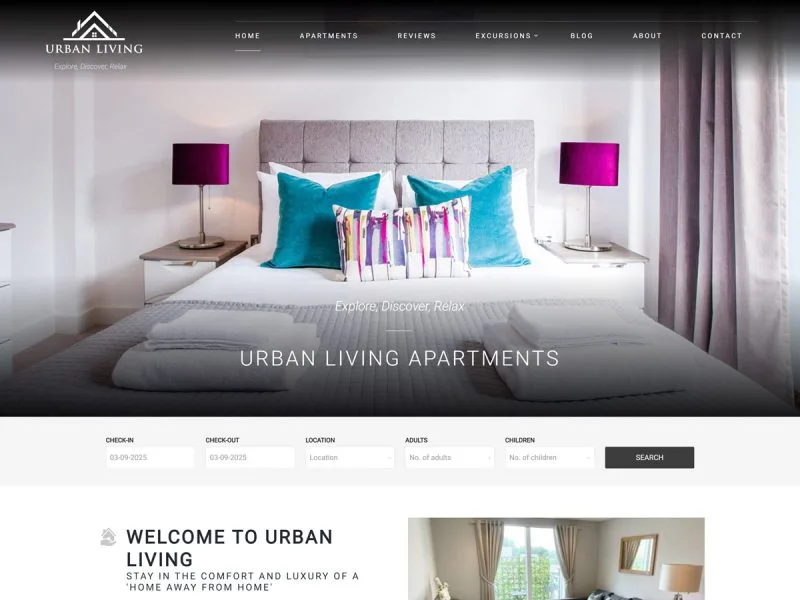 Urban Living UK. Web design by evince