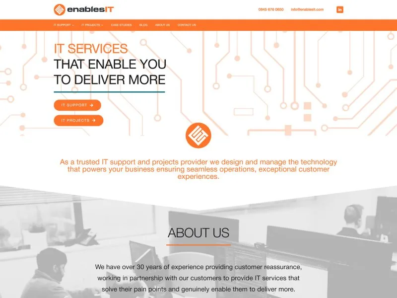 Enables IT Website. Web design by evince