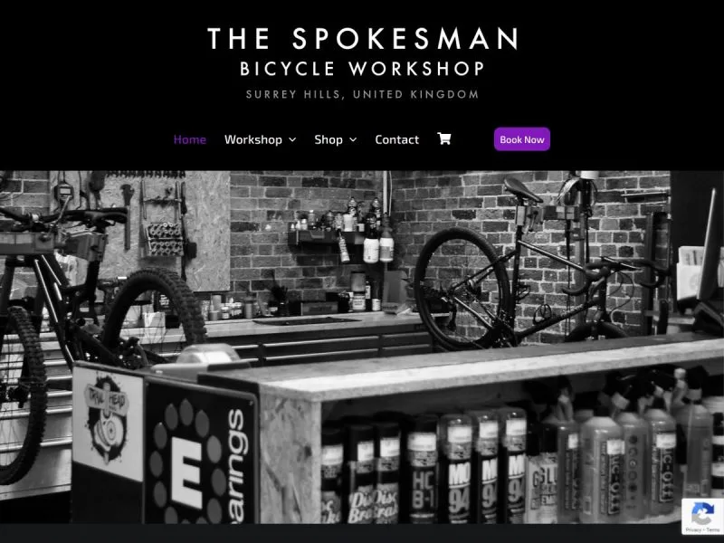 The Spokesman Bicycle Workshop Website. Web design by evince